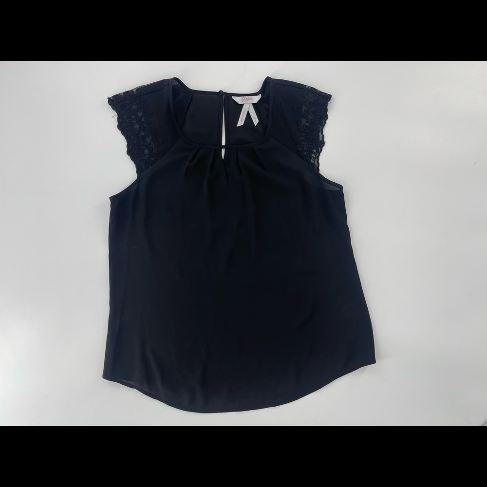 CANDIE'S Made To Sparkle Sleeveless Black Shirt Juniors Size S
